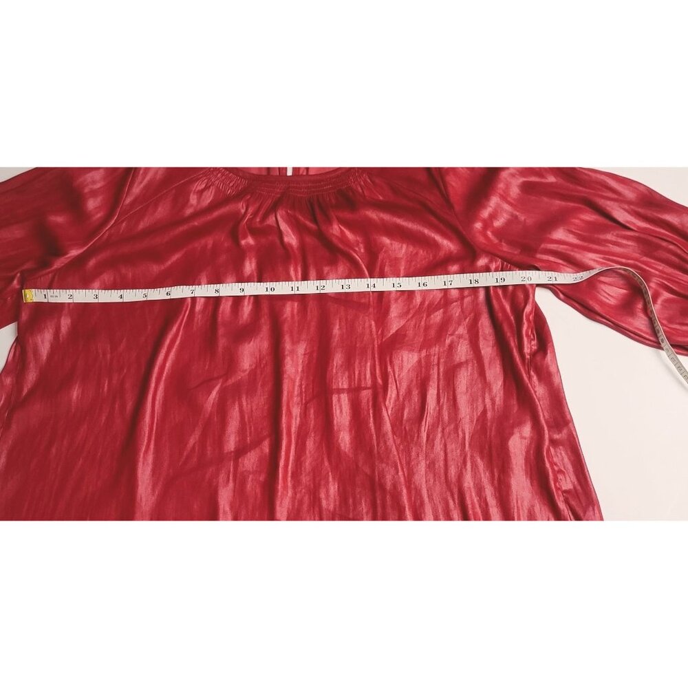 Current Air Red Long Sleeve Blouse With Ruched Cuffs Size Medium - Picture 4 of 9